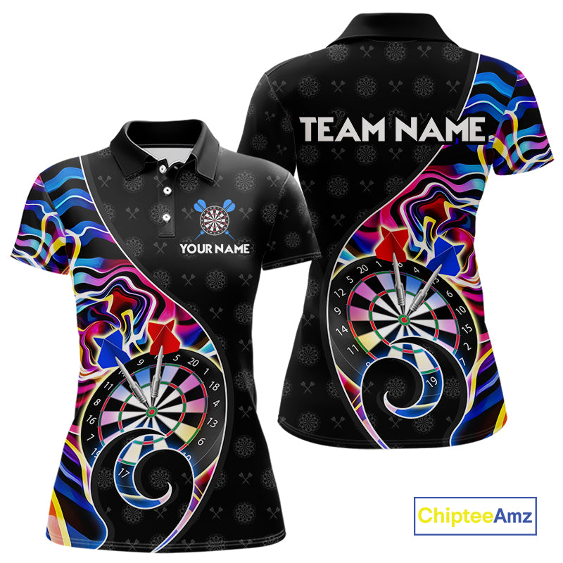 Custom Blue Neon Wave Darts Shirt for Women Darts Team Jerseys Dartboard Shirt NNT295