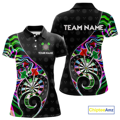 Custom Green Neon Wave Darts Shirt for Women Darts Team Jerseys Dartboard Shirt NNT295