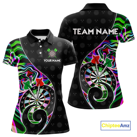 Custom Green Neon Wave Darts Shirt for Women Darts Team Jerseys Dartboard Shirt NNT295