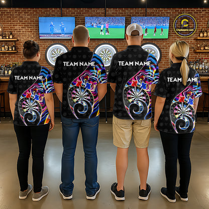 Custom Blue Neon Wave Darts Shirt for Women Darts Team Jerseys Dartboard Shirt NNT295