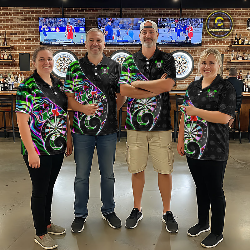 Custom Green Neon Wave Darts Shirt for Women Darts Team Jerseys Dartboard Shirt NNT295