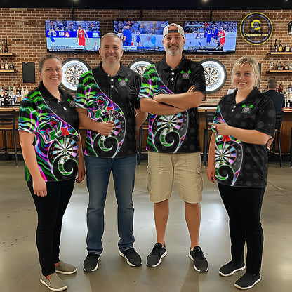 Custom Green Neon Wave Darts Shirt for Women Darts Team Jerseys Dartboard Shirt NNT295