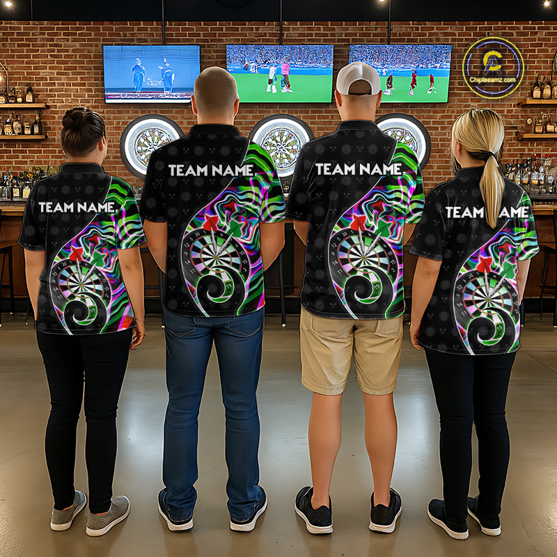 Custom Green Neon Wave Darts Shirt for Women Darts Team Jerseys Dartboard Shirt NNT295