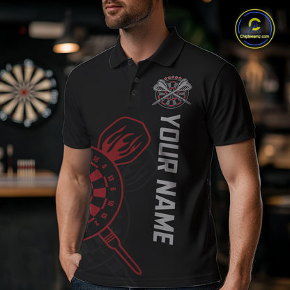 Custom Skull US Flag Dart Shirts For Men Dart Board Shirts Polo & 1/4 Zip Dart Jersey Team NNT127