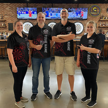 Load image into Gallery viewer, Custom Skull US Flag Dart Shirts For Women Dart Board Shirts Polo &amp; 1/4 Zip Dart Jersey Team NNT127