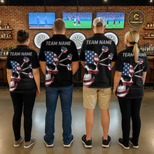 Load image into Gallery viewer, Custom Skull US Flag Dart Shirts For Men Dart Board Shirts Polo &amp; 1/4 Zip Dart Jersey Team NNT127