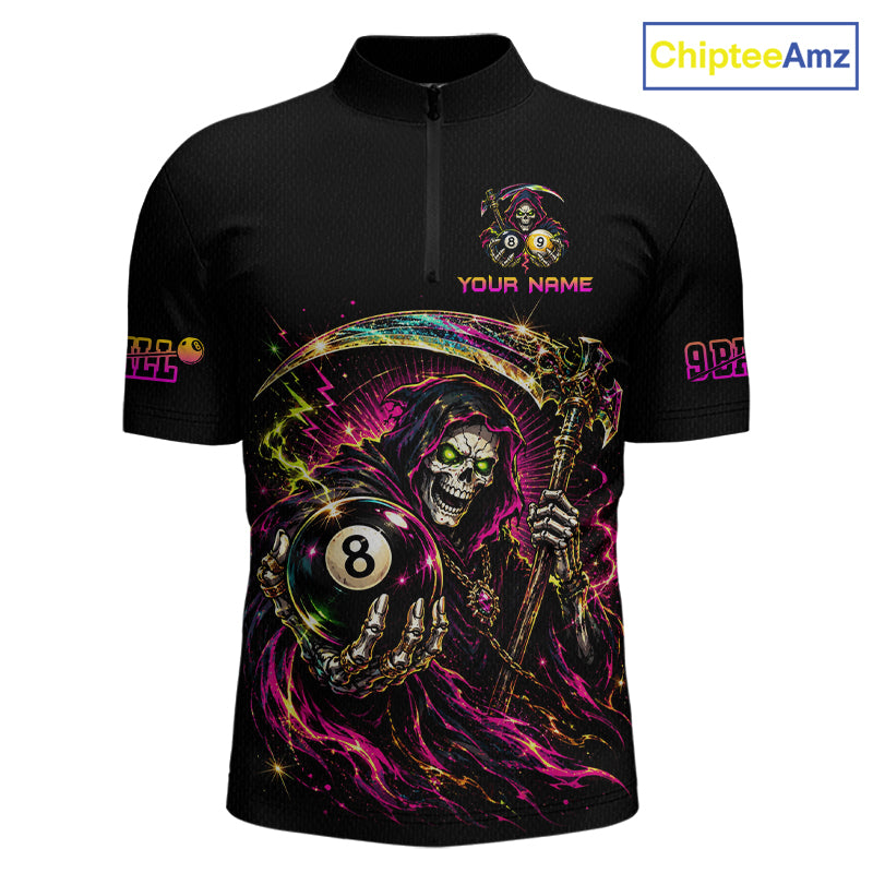 Custom Grim Reaper 8 Ball & 9 Ball Billiard Shirt for Men Billiard Team Jersey Billiard League NNT189