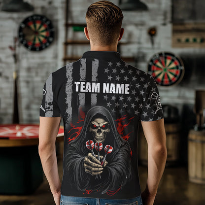 Custom American Flag Grim Reaper Dart Shirt Dart Team Jersey for Men Dartboard Shirts NNT177