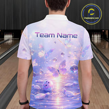 Load image into Gallery viewer, Custom Butterfly Pastel Purple Bowling Shirts For Men, Bowling Team Shirt With Butterflies HNT278