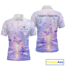 Load image into Gallery viewer, Custom Butterfly Pastel Purple Bowling Shirts For Men, Bowling Team Shirt With Butterflies HNT278
