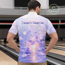 Load image into Gallery viewer, Custom Butterfly Pastel Purple Bowling Shirts For Men, Bowling Team Shirt With Butterflies HNT278