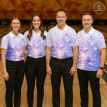 Load image into Gallery viewer, Custom Butterfly Pastel Purple Bowling Shirts For Men, Bowling Team Shirt With Butterflies HNT278
