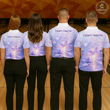 Load image into Gallery viewer, Custom Butterfly Pastel Purple Bowling Shirts For Men, Bowling Team Shirt With Butterflies HNT278