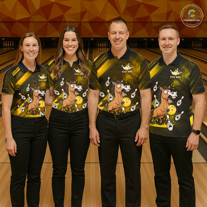 Custom Yellow Funny Horse Bowling Jersey for Women Bowling Team Shirts Bowling Tournament HNT184