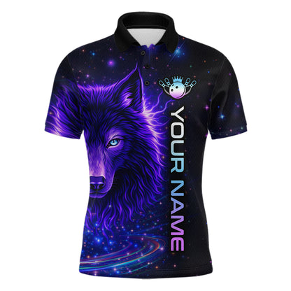 Custom Galaxy Wolf Bowling Jersey for Men Bowling Uniform Polo &1/4 Zip Bowling Team Shirts HNT251