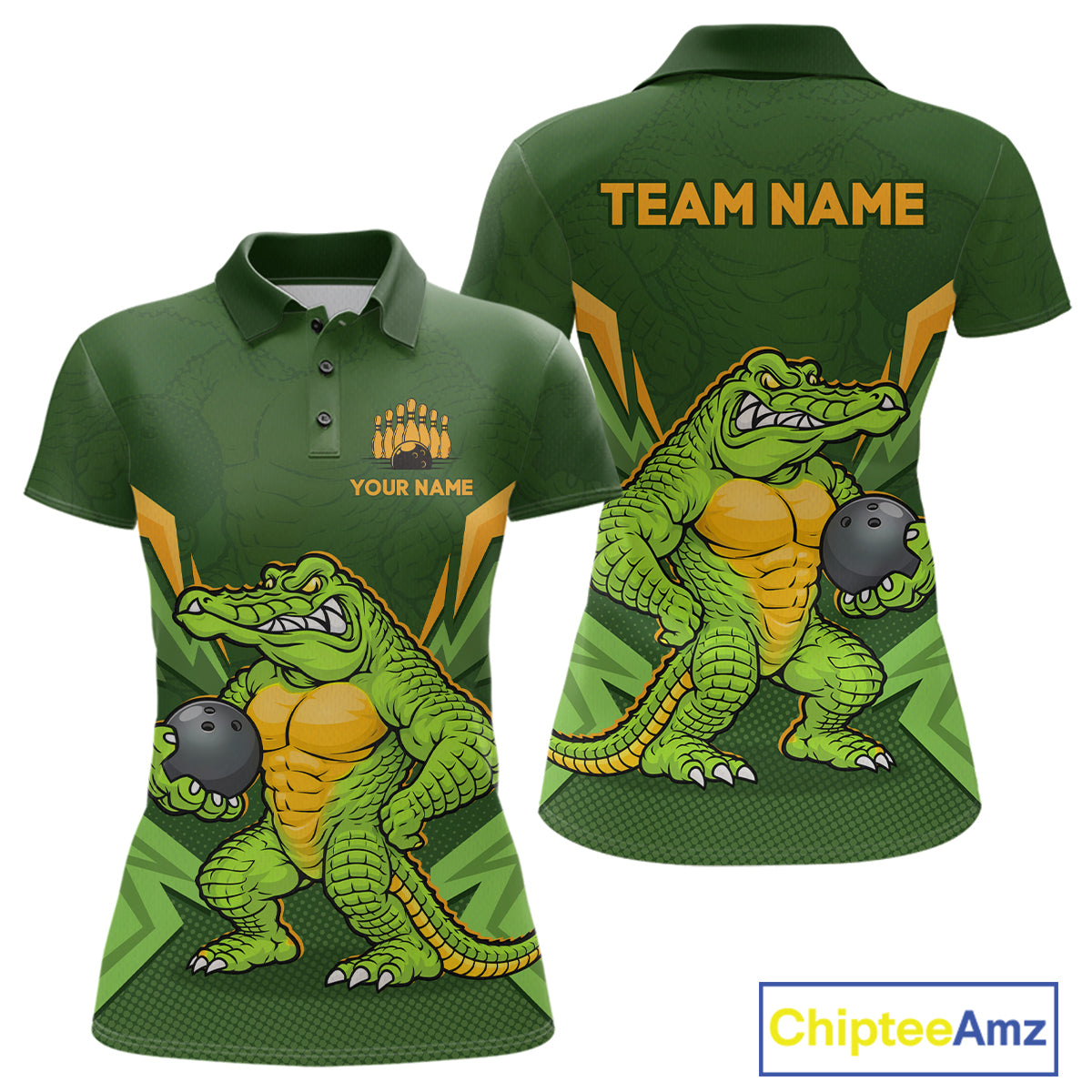 Personalized Funny Crocodile Bowling Shirt Alligator Bowling Jersey for Women Polo & 1/4 Zip HNT209