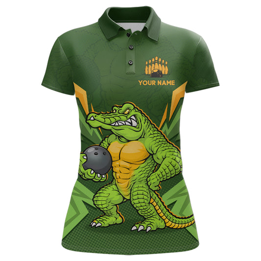 Personalized Funny Crocodile Bowling Shirt Alligator Bowling Jersey for Women Polo & 1/4 Zip HNT209