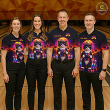 Load image into Gallery viewer, Custom Funny Neon Cat Bowling Jersey for Men Bowling Tournament Polo &amp; 1/4 Zip Bowling Team Shirts HNT210