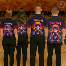 Load image into Gallery viewer, Custom Funny Neon Cat Bowling Jersey for Men Bowling Tournament Polo &amp; 1/4 Zip Bowling Team Shirts HNT210