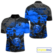 Load image into Gallery viewer, Blue and black sports jersey with 'Team Name' and 'Your Name' text on a white background