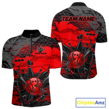 Load image into Gallery viewer, Red and black bowling-themed shirt with 'Team Name' and 'Your Name' text on a white background.
