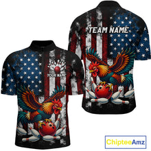 Load image into Gallery viewer, Custom Rooster US Flag Bowling Jersey for Men Bowling Team Shirts Bowling Polo &amp; 1/4 Zip HNT259