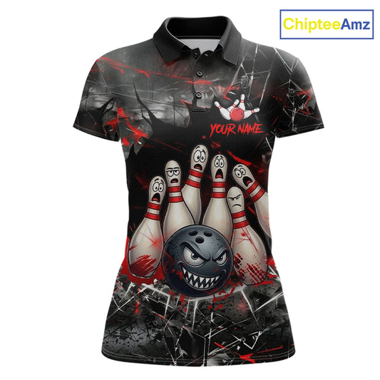 Cracked Angry Bowling Shirts for Women Custom Bowling Team Jersey Bowling League HNT286