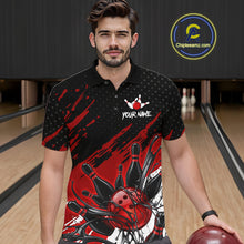 Load image into Gallery viewer, Custom Red Bowling Jerseys For Men, Personalized Bowling Team Shirts Bowling Pin And Ball HNT283