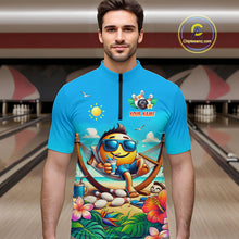 Load image into Gallery viewer, Man wearing a summer shirt with a colorful design in a bowling alley