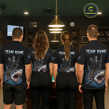Load image into Gallery viewer, Four people wearing matching shirts with a shark design and 'Team Name' text in a casual setting.