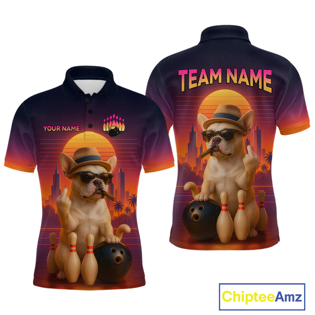 Custom Funny Dog Bowling Jersey for Men Bowling Uniform Polo & 1/4 Zip Bowling Team Shirts HNT135