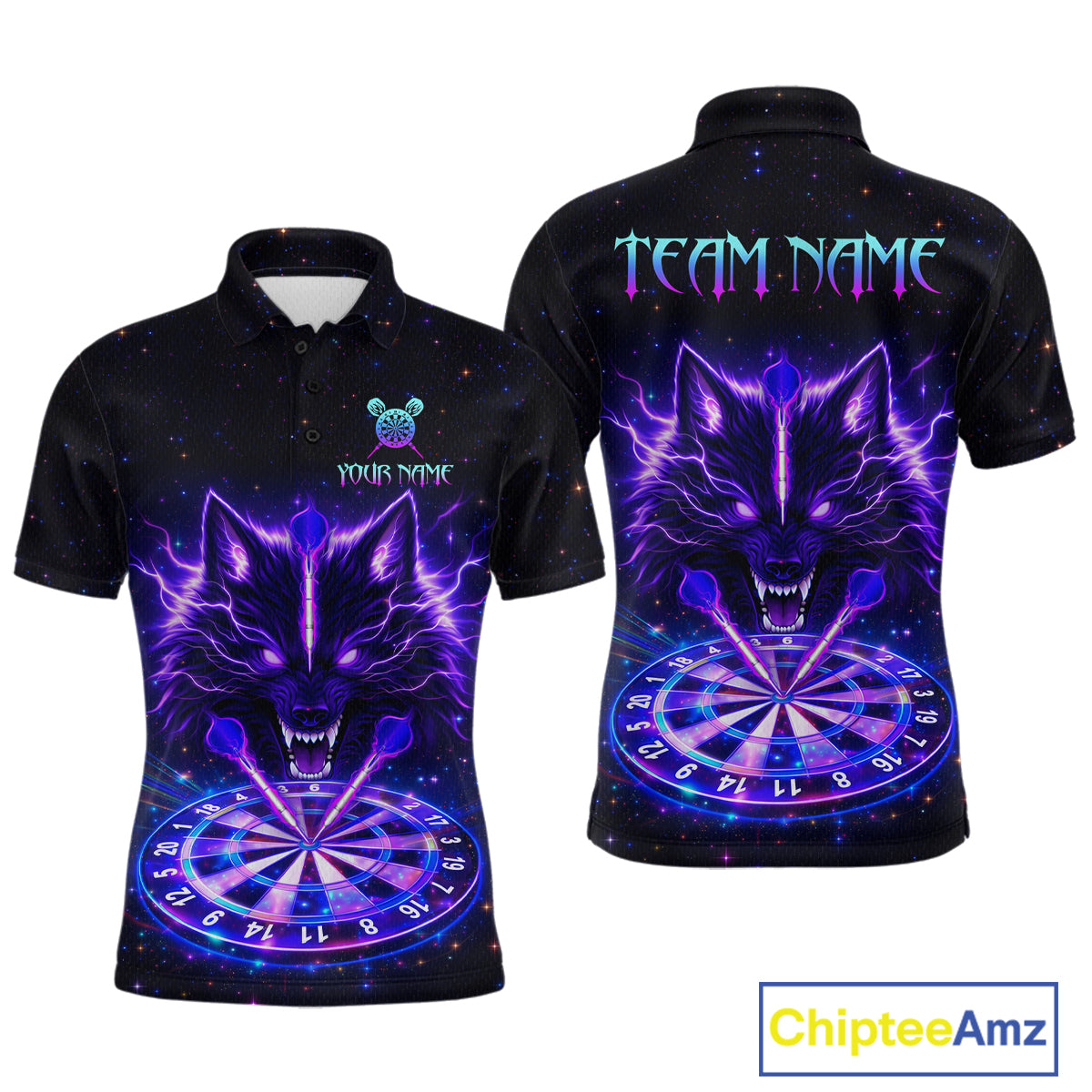 Custom Galaxy Thunder Wolf Darts Board Dart Shirts For Men Darts Team Jerseys Dart League NNT150