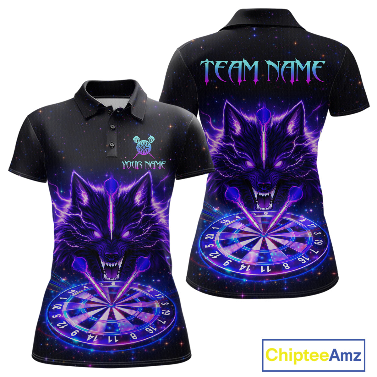 Custom Galaxy Thunder Wolf Darts Board Dart Shirts For Women Darts Team Jerseys Dart League NNT150
