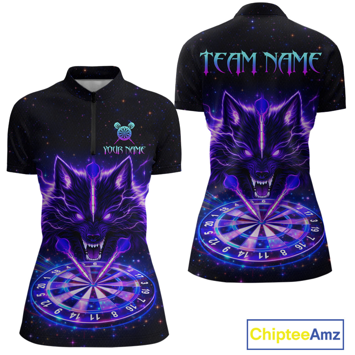 Custom Galaxy Thunder Wolf Darts Board Dart Shirts For Women Darts Team Jerseys Dart League NNT150