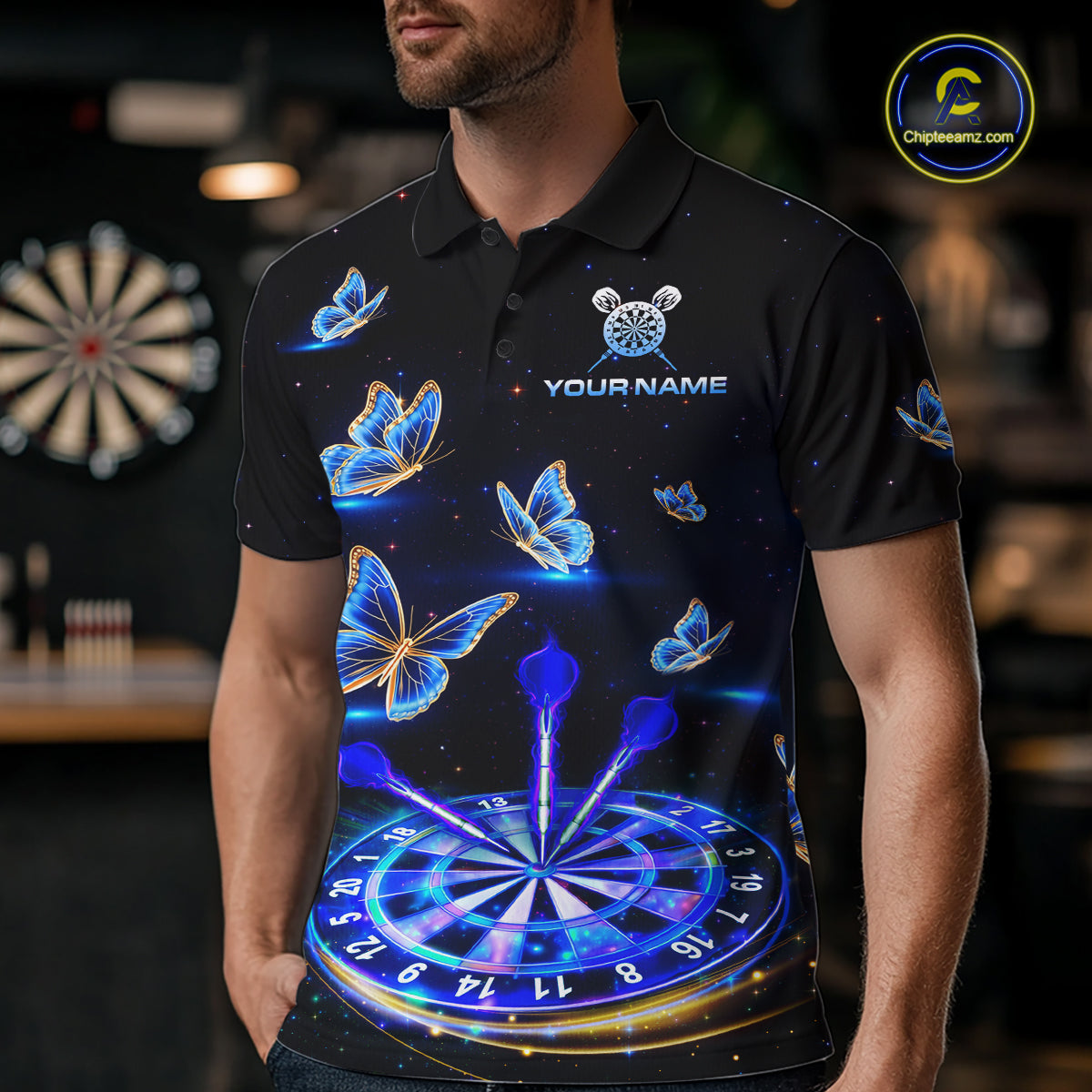 Custom Galaxy Butterflies Darts Board Dart Shirts For Men Darts Team Jerseys Dart League NNT151