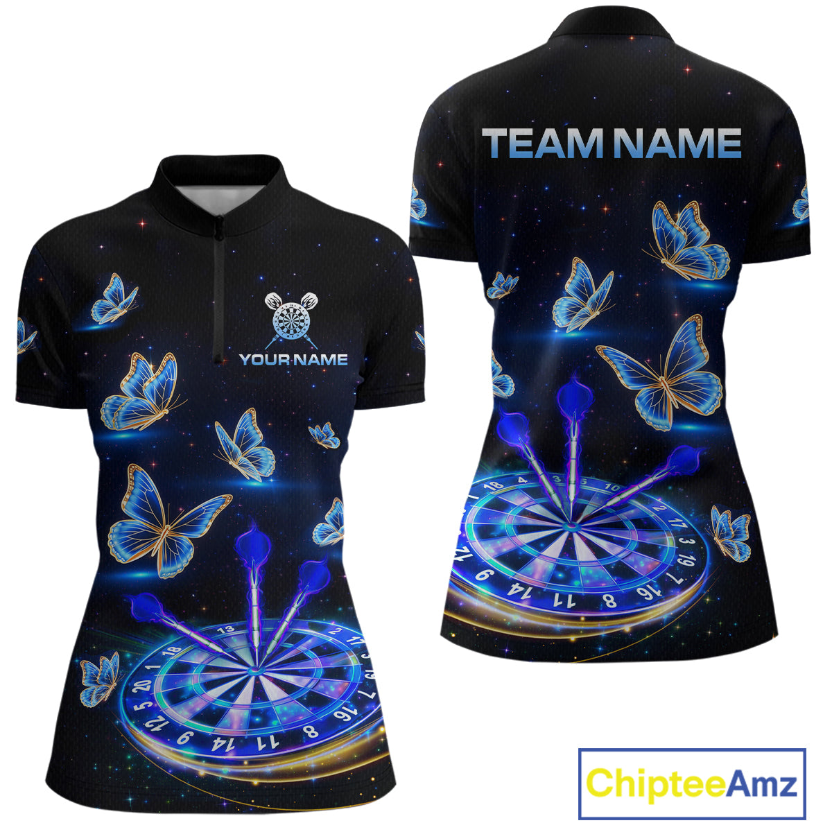 Custom Galaxy Butterflies Darts Board Dart Shirts For Women Darts Team Jerseys Dart League NNT151