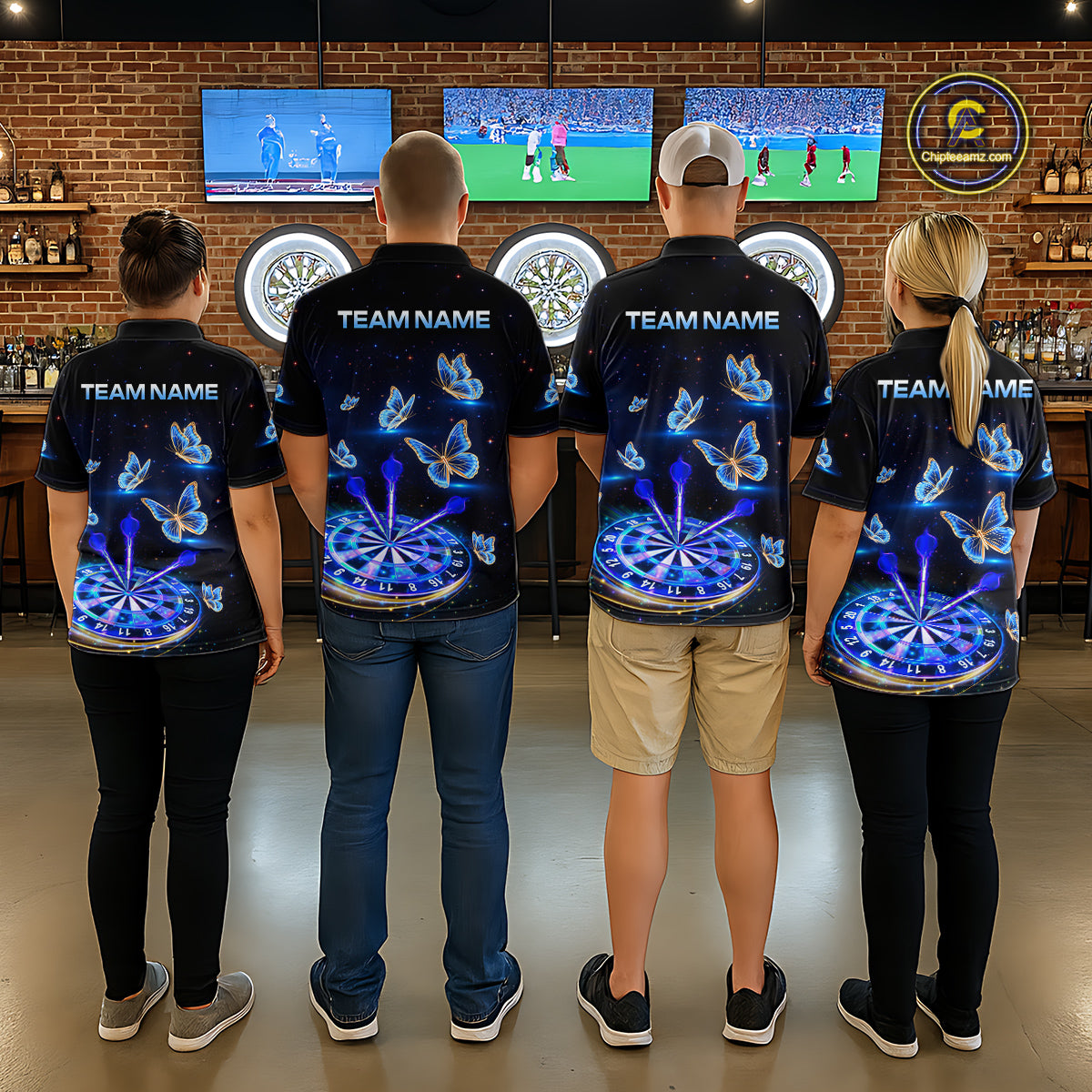 Custom Galaxy Butterflies Darts Board Dart Shirts For Men Darts Team Jerseys Dart League NNT151