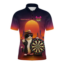 Load image into Gallery viewer, Funny Cat Retro Dart Shirts For Men Custom Dart Board Shirts Polo &amp; 1/4 Zip Dart Jersey Team NNT124