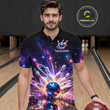 Load image into Gallery viewer, Galaxy Bowling Jersey for Men Bowling League Polo &amp; 1/4 Zip Custom Bowling Team Shirts HNT228