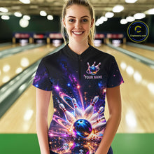 Load image into Gallery viewer, Galaxy Bowling Jersey for Women Bowling League Polo &amp; 1/4 Zip Custom Bowling Team Shirts HNT228