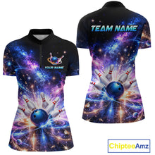 Load image into Gallery viewer, Custom Galaxy Bowling Jersey for Women Bowling Uniform Polo &amp; 1/4 Zip Bowling Team Shirts HNT227