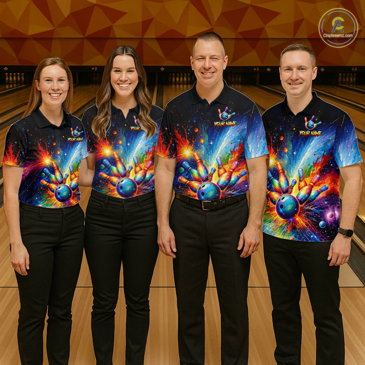 Custom Colorful Bowling Jersey for Women Bowling Uniform Polo & 1/4 Zip Bowling Team Shirts HNT226