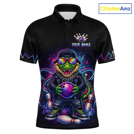Custom Funny Neon Alligator Bowling Jersey for Men Bowling League Bowling Team Shirts HN294