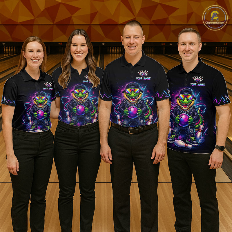 Custom Funny Neon Alligator Bowling Jersey for Men Bowling League Bowling Team Shirts HN294