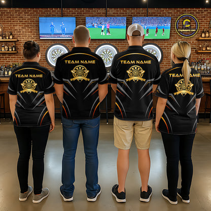 Black and Gold Dartboard Custom Dart Shirts For Women Polo & 1/4 Zip Dart Jersey Team NNT122