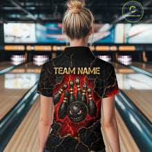 Load image into Gallery viewer, Custom Cracked Angry Bowling Shirts for Women Bowling Team Jersey Bowling League HNT298