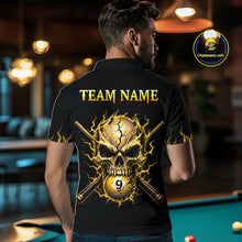 Load image into Gallery viewer, Custom Yellow Flame Skull 9 Ball Cracked Billiard Shirt for Men Billiard Team Jersey NNT195