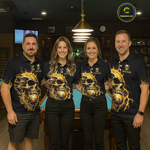 Load image into Gallery viewer, Custom Yellow Flame Skull 9 Ball Cracked Billiard Shirt for Men Billiard Team Jersey NNT195