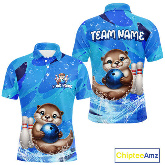 Custom Funny Otte Bowling Jersey for Men Bowling Team Shirts Bowling Gifts Polo & 1/4 Zip HNT269