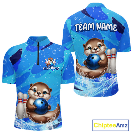 Custom Funny Otte Bowling Jersey for Men Bowling Team Shirts Bowling Gifts Polo & 1/4 Zip HNT269